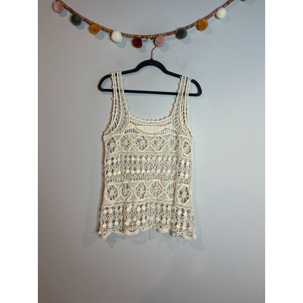 Maurices cream crochet tank top